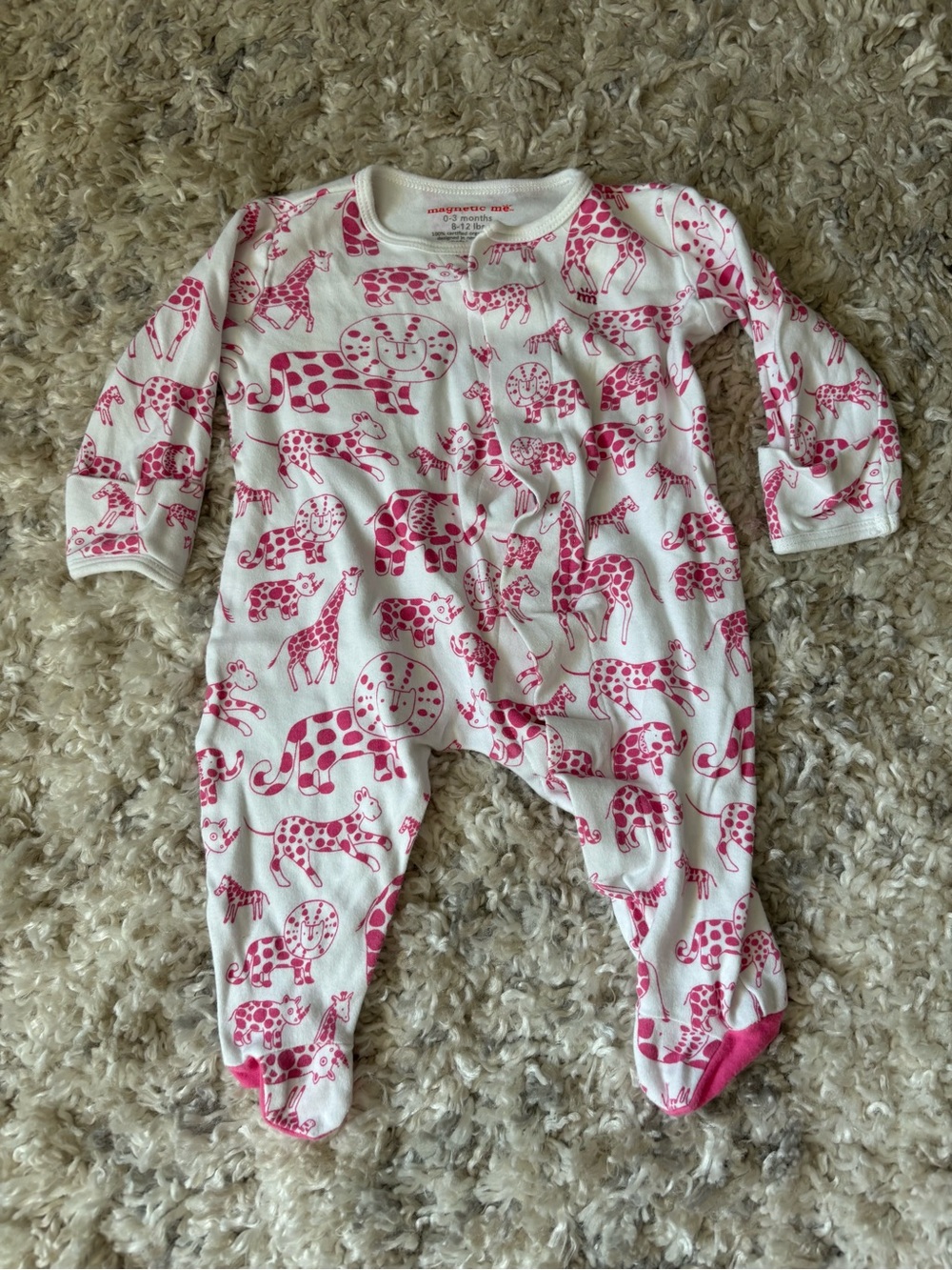 Magnetic Me Pink Animal Print Footed One-Piece
